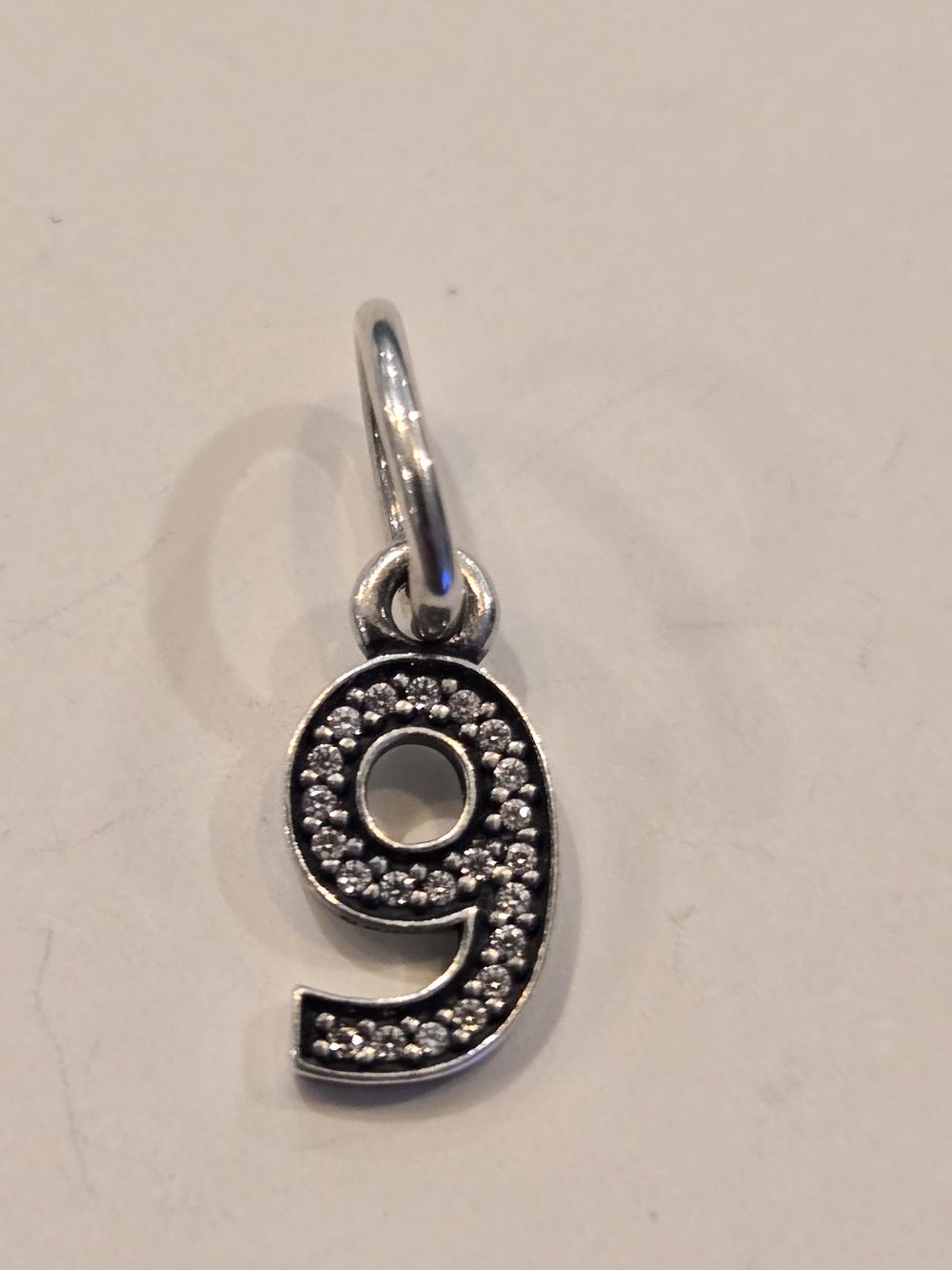 Pandora Silver Number 9 Charm with Cubic Zirconia